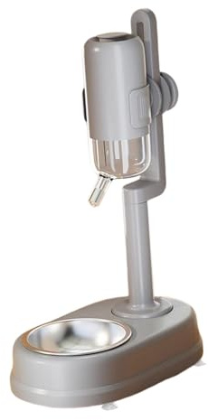 RoaQinFo Distributeur d'eau et Mangeoire à Hauteur Réglable pour Animaux de Compagnie, Idéal pour Les Adultes et Les Chatons, Gris