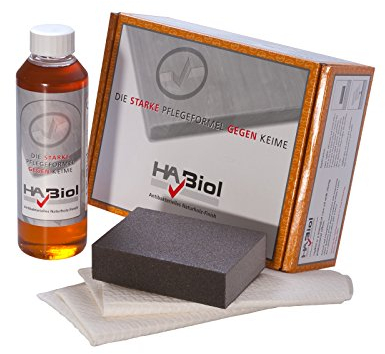 HABiol Pflegeset mit Holzpflegeöl Holzöl - Küchenplattenöl Möbelöl Möbelpflege auf Leinölbasis für INNEN