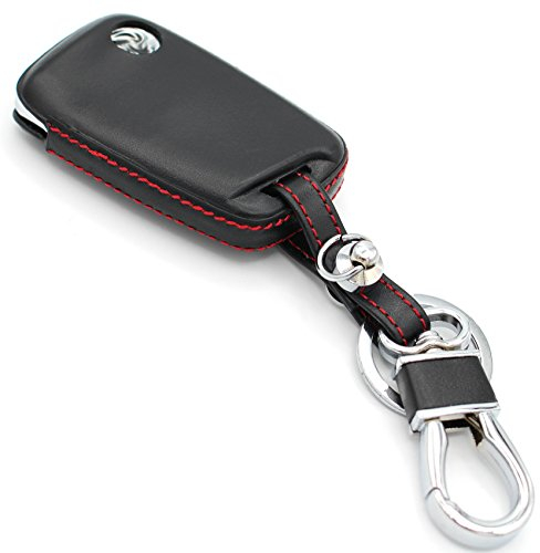 Leder Schlüssel Hülle VD (Nur Keyless Go) von Finest-Folia GmbH (Schwarz Rot)
