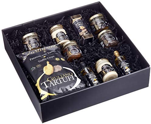 Delikatessen-Geschenkset mit Trüffel Trüffel ohne Ende | Trüffelchips, 6 verschiedene Trüffelsaucen, Trüffelpulver und 2 Trüffelöle