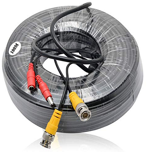 HugeAuto 100M Car All-in-One BNC Video Power Cables RCA DC Extension Cables for CCTV Camera DVR Security System
