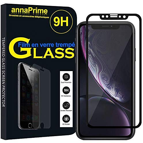 annaPrime® 1 Film Vitre Verre Trempé de Protection d'écran pour Apple iPhone XR (2018) 6.1 A1984 - Noir