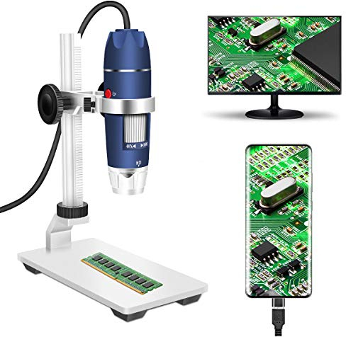 Jiusion HD 2MP USB Digitalmikroskop 40-1000X Tragbare Vergrößerungs-Endoskopkamera mit 8 LEDs Stabiler Ständer aus Aluminiumlegierung für OTG Android Mac Windows 7 8 10 11 Linux