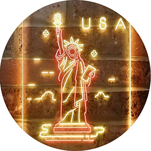 ADVPRO The Statue of Liberty USA Dual Color LED Barlicht Neonlicht Lichtwerbung Neon Sign Rot & Gelb 400 x 600mm st6s46-i3271-ry