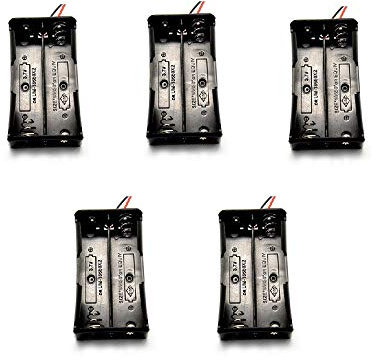 5pcs 18650 Series Battery Case Holder For 3.7V 2 Slots Black Plastic Batteries Box
