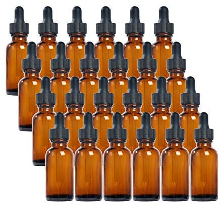 Magic Season Bouteilles en Verre Rondes de Boston (Ambré/ 30 ml avec Pipettes/ 24 pièces)