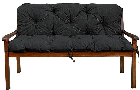 Garden Factory Gartenbankauflage Bankauflage Bankkissen Sitzkissen Polsterauflage V2 (150x60x50, Schwarz)