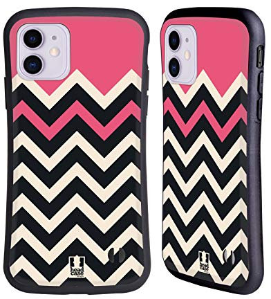 Head Case Designs Rose Coleur Bloc Chevron Coque Hybride Compatible avec Apple iPhone 11