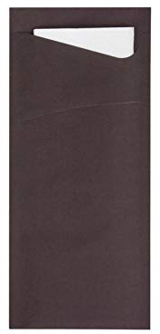PG PrimeGuest SUPPLY Servietten Bestecktasche für Besteck Prime Fit 85x190mm, mit Serviette in Weiß, ideal für Gastronomie und Feiern 500 Stück (Braun)