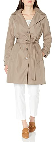 Calvin Klein Damen Single Breasted Belted Rain Jacket with Removable Hood Mantel, Eule, XS