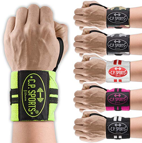 C.P. Sports Handgelenkbandage – 30 cm lang, mit Daumenschlaufe und Klettverschluss – Einheitsgröße, 6 Farben – für Fitness, Kraftsport, Gewichtheben, Bankdrücken, Wettkampf – schwarz