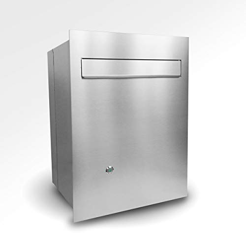 Mauerdurchwurf Briefkasten Edelstahl V2A einbau Mauerstärke ab 19 bis 25,5cm mit Klingel