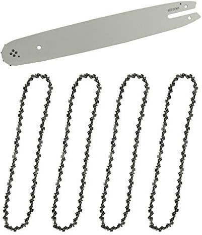 Guida per Motosega & 4 x Catena per Motosega,Barra di Guida 35cm, Catena Di Ricambio Motosega 3/8 1,3 mm,50 Maglie