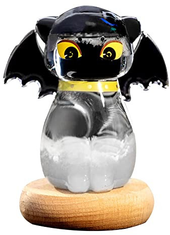 Sturmglas-Wetterstation Wettervorhersage – Wettervorhersage-Sturmglas, Wettervorhersage-Vorhersageflasche, Handwerk mit geschnitztem Holzsockel für das Heimbüro