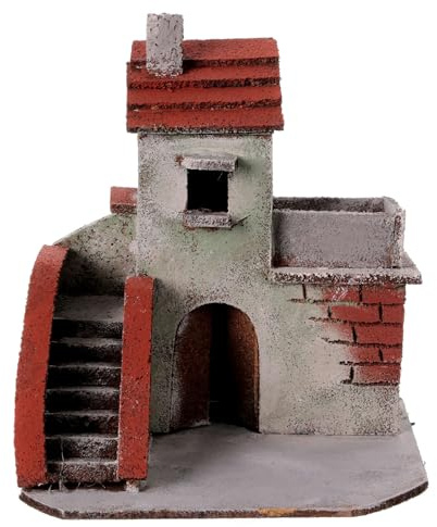 Häuschen mit Treppe und Terrasse, Krippenzubehör, für 4 cm Krippe, 15x15x10 cm