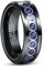 Cloyo Herren Ringe Schwarz Wolframcarbid Paar Ringe Freundschaftsring für Männer und Frauen Sternzeichen Ring Steinbock mit Blaue Kohlefaser 8mm Größe 60 (19.1)