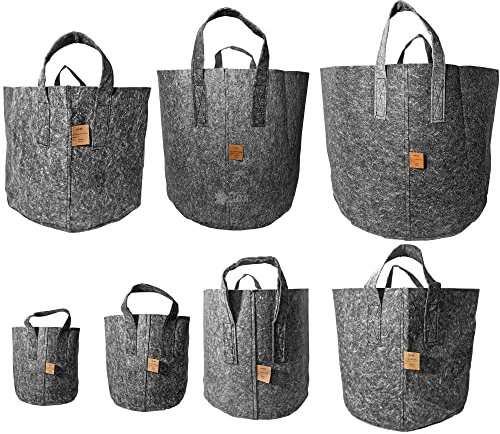 Elixir Gardens Grey Fabric Root Plant Pot Reusable Pouch Hydroponics Container Grow Bag | 16L x 10