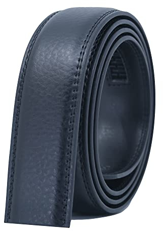 COTIDI Herren-Ledergürtel mit Ratsche ohne Löcher, 35 mm breit, ohne Schnalle, Schwarz H20, 130 cm