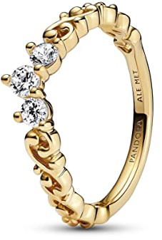 PANDORA Königlicher Wirbel Diadem-Ring aus 14 Karat vergoldeter Metalllegierung mit Zirkonia - kombinierbar mit Schmuck Moments Kollektion - Größe: 58