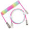 Twozoh USB C Mechanical Keyboard Coiled Cable, Braided Double Sleeved Type C Keyboard Detachable Aviator Cable (Rainbow)