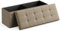 SONGMICS Sitzhocker mit Stauraum, klappbare Sitzbank, 38 x 110 x 38 cm Fußbank, Aufbewahrungsbox, bis 300 kg belastbar, für Wohnzimmer Schlafzimmer Flur, Kamelbraun LSF077R01