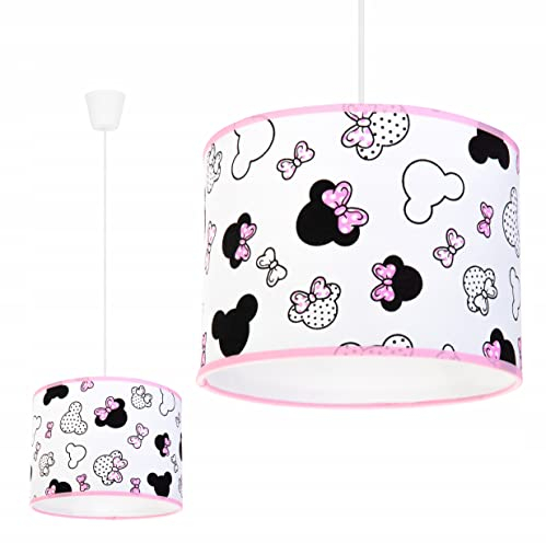 Light-Home - MINNIE - Abat Jour Suspension Luminaire Lustre - Moderne Abat Jour Plafond - Métal et Tissu - E27-1-Lumières 20 cm - Blanc et Rose