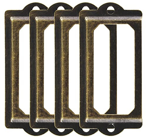 Suiwotin 30 Stück Metall-Etikettenhalter, Retro-Bronze-Metall-Bibliotheksanhänger, Aktenschubladen-Etikettenhalter, Schraubschrank, Regalanhänger, Namensschild, Etikettenhalter (70 mm x 33 mm)