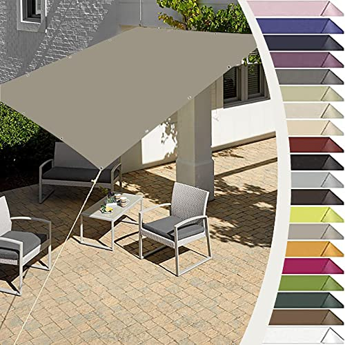 Sonnensegel Sonnenschutz 1.2 x 2 m wasserabweisend windabweisend Reißfest Segel Baldachin mit Ösen und Befestigungsseile für Außenbereich,Garten, Taupe