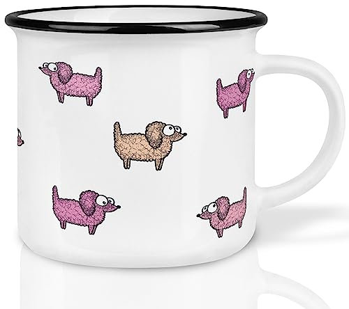 Ligarti® Keramiktasse [Design by H. Ligeti] Design Mug & handveredelter Becher I Spülmaschinengeeignete Tasse, Kaffeetasse, Teetasse, Cup (Pudel Rudel)