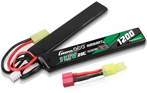 Gens ace 3S 1200mAh 25C 11.1V 3S1P wiederaufladbarer Lipo Airsoft akku mit Mini Tamiya Stecker,für M4/M16/HK416 und mehr(2 Wege Split)