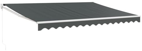 'vidaXL Retractable Awning Anthracite - 4.5x3m Patio Awning with UV-Resistant Fabric and Powder-Coated Aluminium Frame - Ideal for Balconies, Patios, Outdoor Venues