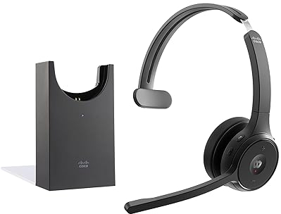 Cisco Headset 721, Wireless-Single-On-Ear-Bluetooth-Kopfhörer, Webex Taste, USB-A-HD-Bluetooth-Adapter, Ladestation, Carbon Black, EIN Jahr Garantie mit beschränkter Haftung (HS-WL-721-BUNAS-C)