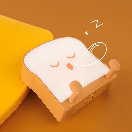 Cute Toast Night Light,USB Rechargeable LED Bread Night Lamp Bedroom Decoration Bedside Sleep Lamp Desk Decor for Kids - Green (Sleeping)