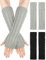 MELLIEX 2 Paar Lange Fingerlose Handschuhe, Winter Stricken Halbfingerhandschuhe Armstulpen mit Daumenloch für Damen Herren