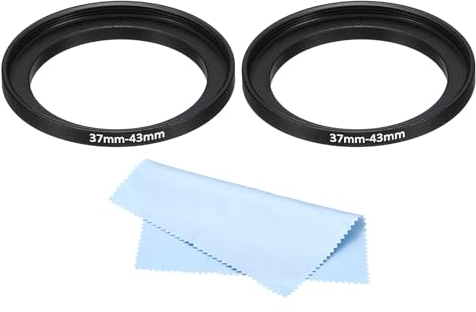 PATIKIL 43mm-67mm Metall Step-Up-Ring mit Reinigungstuch, 2er-Pack Kamera-Objektivadapterring Aluminium-Filteradapterring für Kameraobjektive, Schwarz