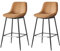 VASAGLE Barhocker 2er Set, Barstühle, ergonomische Rückenlehne, Kunstleder, Metallbeine mit verstellbaren Universalfüßen, 73 cm hoch, Home Bar, einfache Montage, karamellbraun LBC888K01