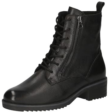 CAPRICE Comfort Damen Stiefeletten zum Schnüren aus Leder mit Reißverschluss, Schwarz (Black Nappa), 41 EU