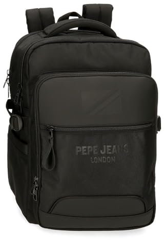 Pepe Jeans Bromley Mochila para Portátil Negro 28x40x16 cms Poliéster 17,92L
