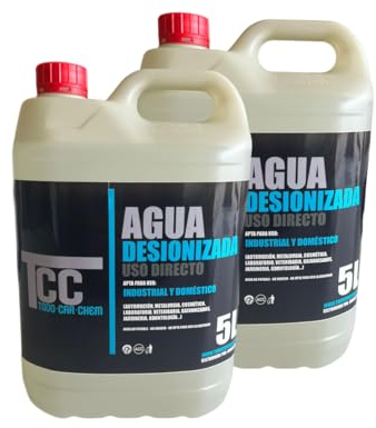 Agua destilada 5 litros x 2 garrafas. TCC- Agua desionizada Multiples usos (Total 10 litros)