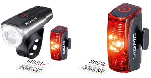 SIGMA SPORT - LED Fahrradlicht Set Aura 60 und Infinity & - Infinity | LED Fahrradlicht mit 16h Leuchtdauer | StVZO zugelassenes, akkubetriebenes Rücklicht