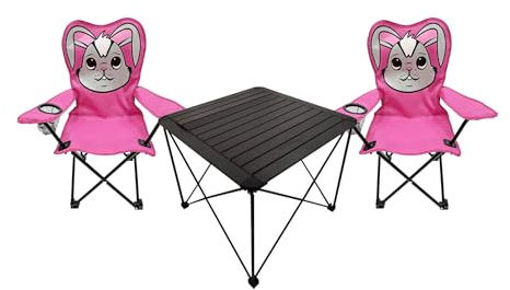 Mojawo 3er Kinder Campingmöbel Set Camping L52xB52xH46cm 1x Campingtisch + 2 Anglerstühle Textilen Outdoor mit Tasche