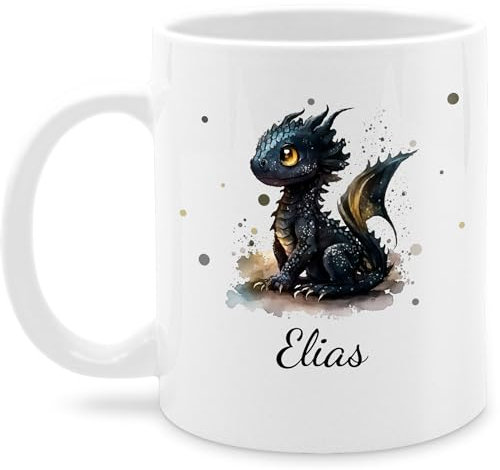 Tasse Tassen 325ml - Süßer Kleiner Drache mit Namen I Nachtdrache I Dragon I Drachen I Drachenzähmen - 325 ml - Weiß - httyd merch drachenmotiv dragons zähmen teetasse name personalisierte und