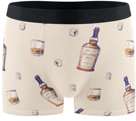 ZZKKO Sous-vêtements pour homme en forme de bouteille de whisky, glaçons en verre, caleçons boxeurs pour hommes, tailles S à XXL, multicolore, Small