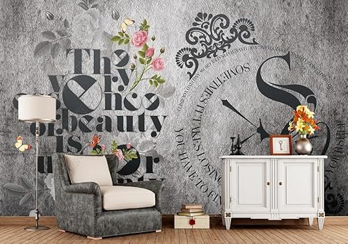 Fototapete 3d effekt tapete Englische Kunst Wort Dekoration Malerei Vlies Tapeten Wandtapete Wohnzimmer Schlafzimmer Wand Dekoration Moderne 250CM(B)*175CM(H)