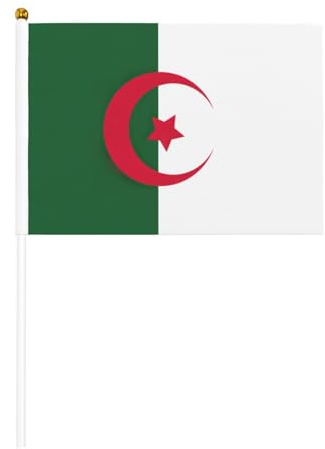 SSGVLPTO Drapeau de l'Algérie imprimé double face ondulé à la main 14 x 20,8 cm (lot de multiples), petit drapeau de table