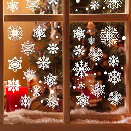 209PCS Weihnachten Fenstersticker, Fensterbilder, Doppelseitige Wiederverwendbare Statisch Haftende PVC Aufkleber, Selbstklebend Rentier Weihnachtsmann Aufkleber für Glasfenster Weihnachten Dekoration