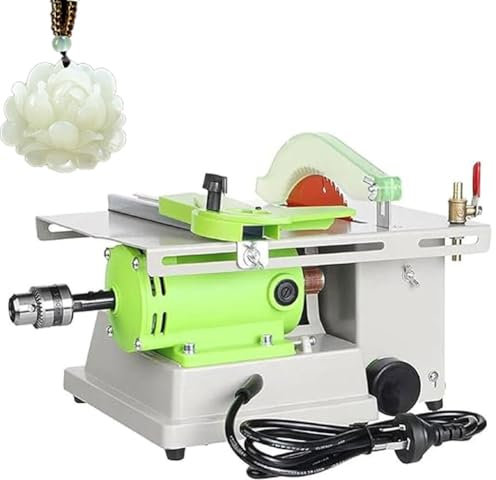 Rock Jewelry Buffer Polisher 1350W, Mini Table Saw & Bench Polisher Machine for Gem Faceting & Lapidary Equipment - Ideal for Jade, Amber, Beeswax Grinding - 500-7000r/min Speed