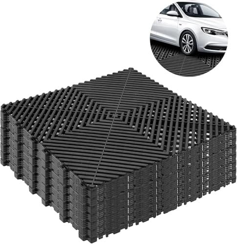 Tcatec Confezione da 20 pavimenti per garage in PVC, 40 x 40 cm, tappetini ad incastro, tappetini per garage, officina, tappetini drenanti per garage, esterni, interni (3,2 m²)