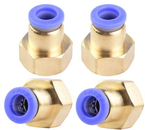 Lot de 4 raccords pneumatiques de 8 mm de diamètre extérieur x 3/8 Filetage femelle PT droit Raccord pneumatique Qualité industrielle Raccords de raccordement pneumatiques en ligne