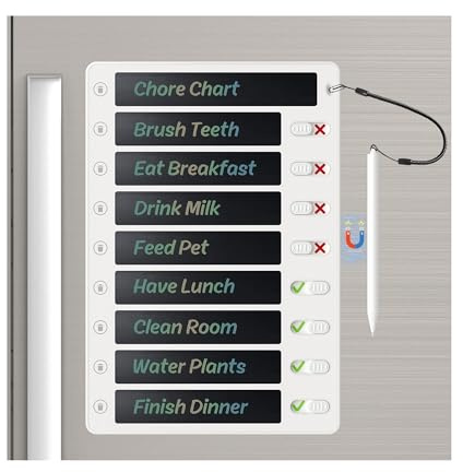 Autonomier Upgrade 1Pack LCD Writing Tablet Magnetic Chore Chart, to Do List ADHD Tool, 10.3X7.1 One-Click Clear Digital Rewritable Board for Fridge with 8 Sliders